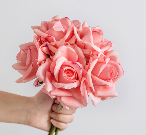 Sweet Home Deco – wholesale Konstgjorda blommor – 10-tums rosbukett med verklighetstrogna rosor, blommande vårros, 5 stjälkar5