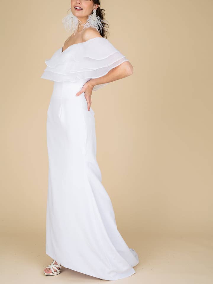 Shoulder less Train Gown for wholesale by FARAH NAZ New York