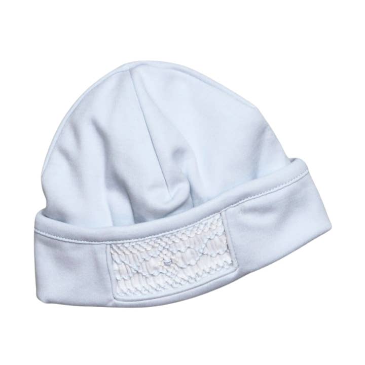 HEN-015 BLUE/WHITE HENRI HAND SMOCKED HAT for wholesale by Hug Me First