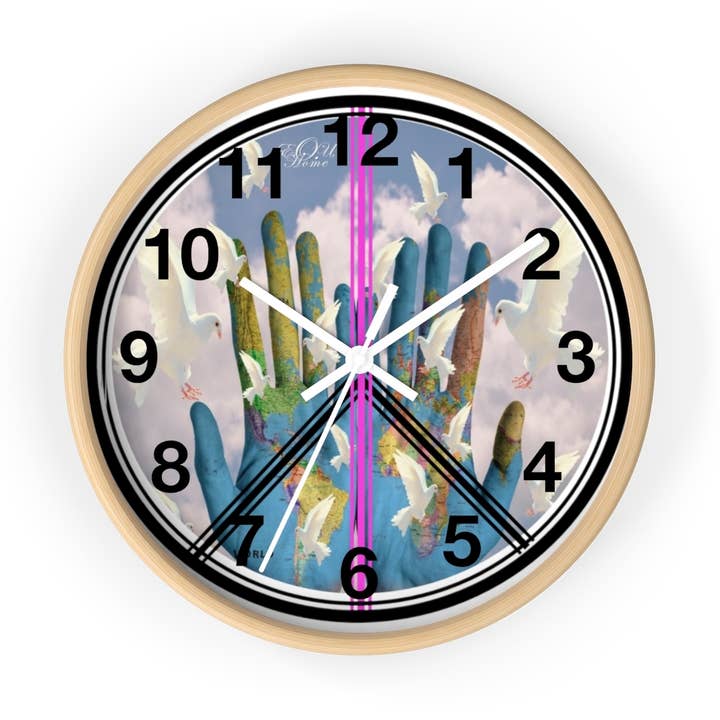 World Peace Wooden Clock for wholesale by E.O.U. Ready Wear