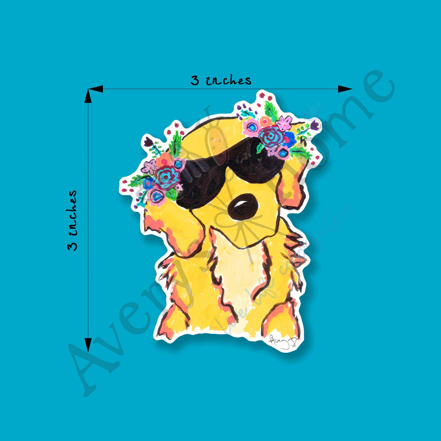 Avery's Home - Wholesale Sticker - Stay Golden Retriever Art Permanent 3" Vinyl Die-Cut Sticker0