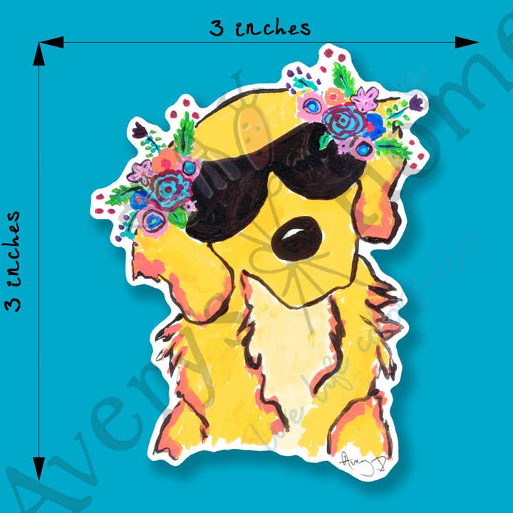 Avery's Home - Wholesale Sticker - Stay Golden Retriever Art Permanent 3" Vinyl Die-Cut Sticker0