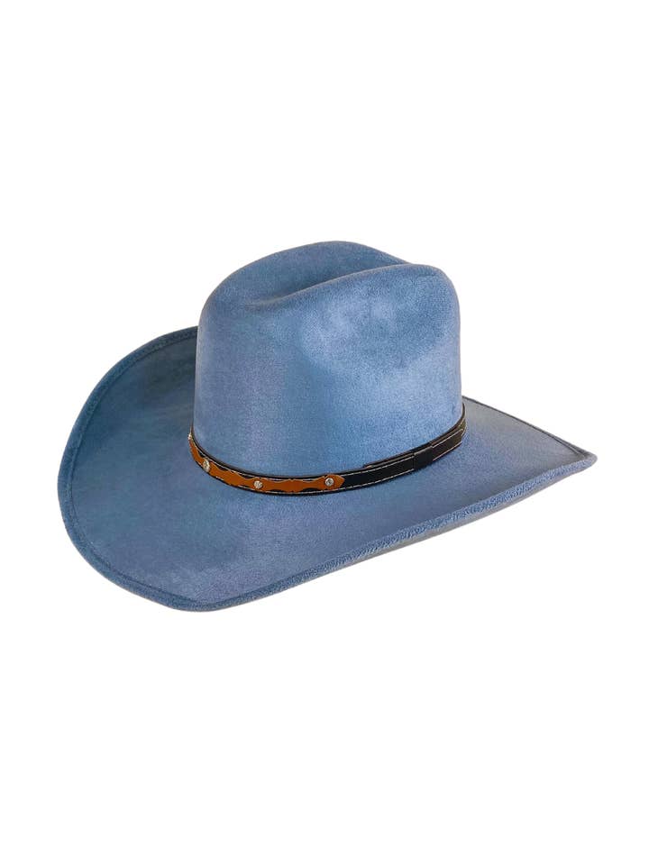 Austin Vegan Suede Cowboy Hat- Peacock for wholesale by Wilder and Soul