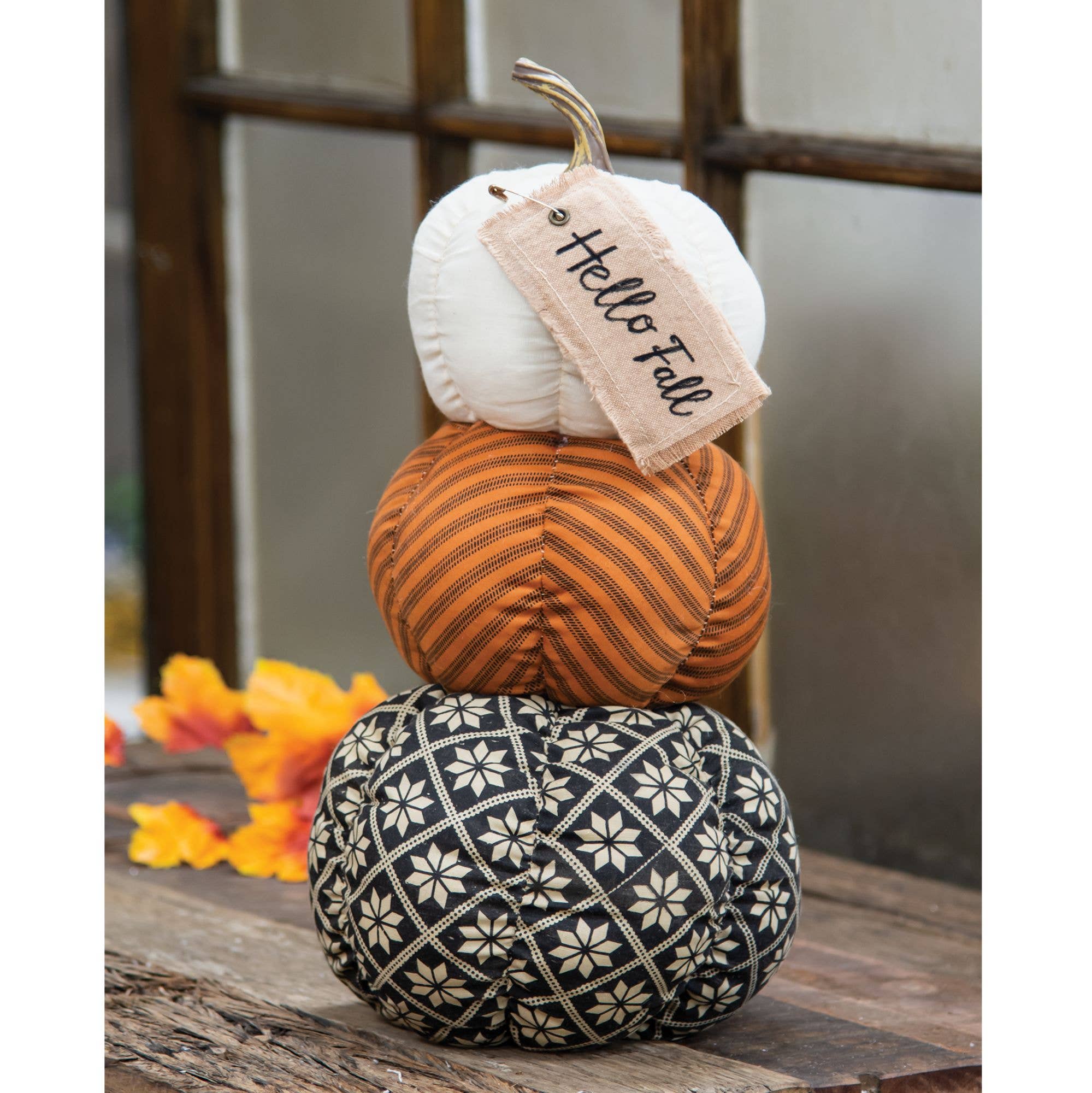 The Hearthside Collection - Wholesale Decorative Tabletop Object - Hello Fall Pumpkin Stack1