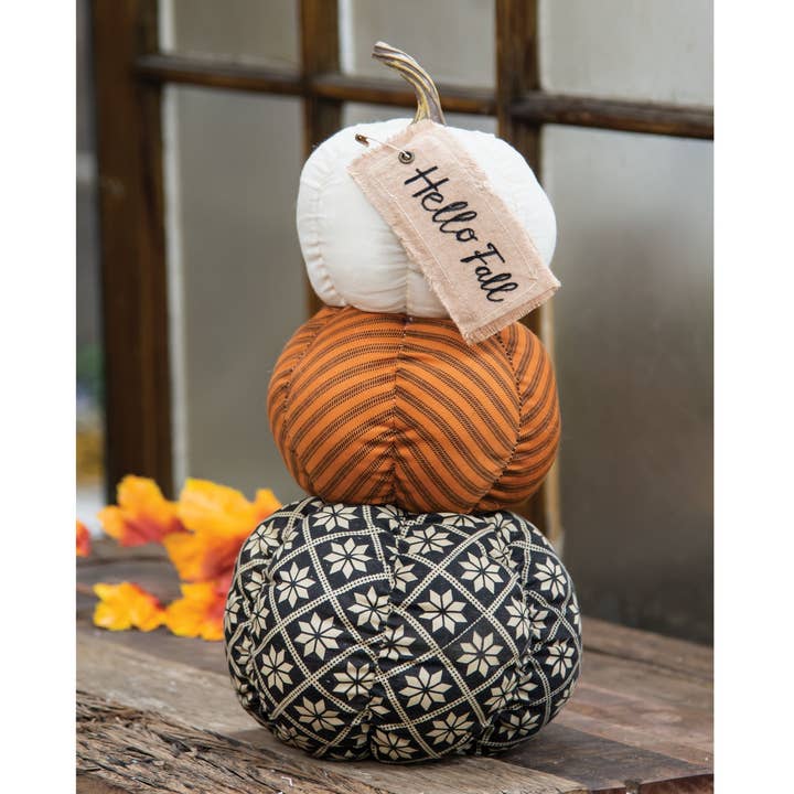 The Hearthside Collection - Wholesale Decorative Tabletop Object - Hello Fall Pumpkin Stack1