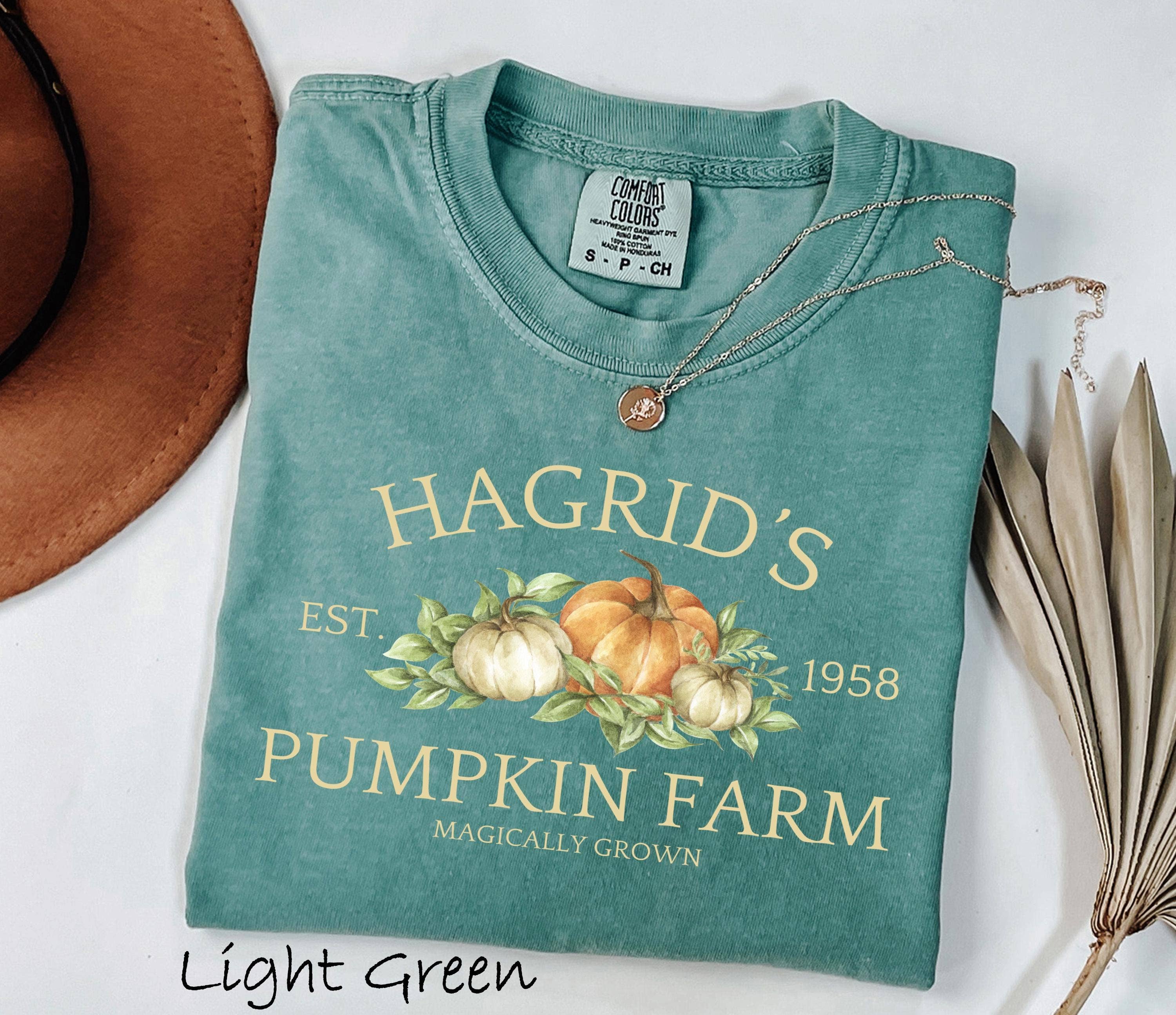 Glaime - Vendita all'ingrosso Maglietta stampata - Donna - Maglietta Comfort Colors del Campo di Zucche di Hagrid, Maglione di Zucca3