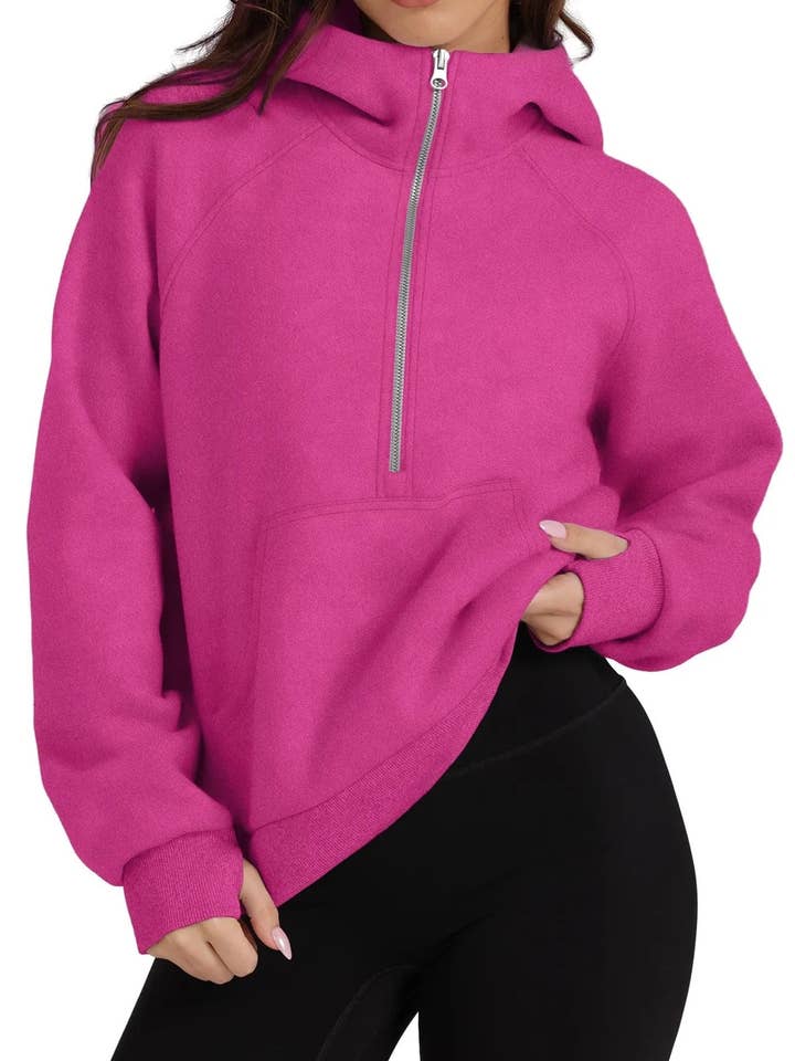 React Activewear - Wholesale Hoodie – Women's - Half-Zip Hoodie with Kangaroo Pocket4