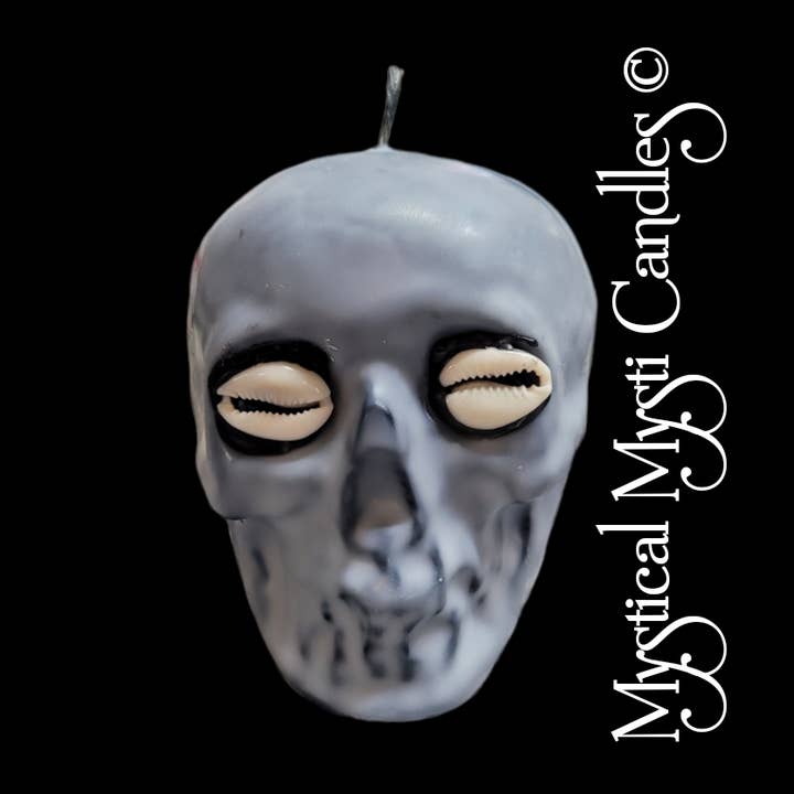 Crâne moyen avec yeux en coquille de cauri (couleur unie) ~ Vente en gros pour la vente par Mystical Mysti Candles