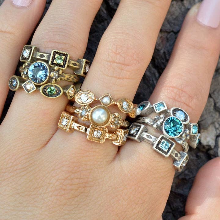 Set of 3 Crystal Stack Rings R562 for wholesale by Sweet Romance Jewelry