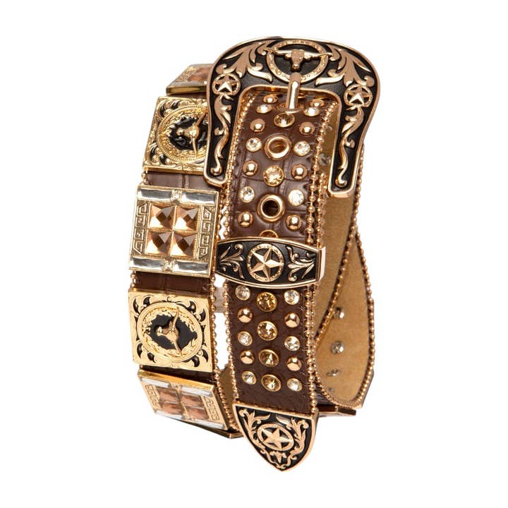 Long Horn Concho Crystal Western Belt for wholesale by Rope & Spurs