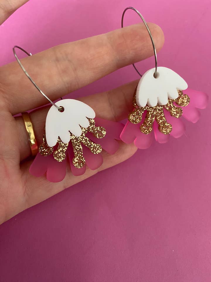 Triple layer bloom stacker hoop acrylic earrings for wholesale by KT Creations Australia