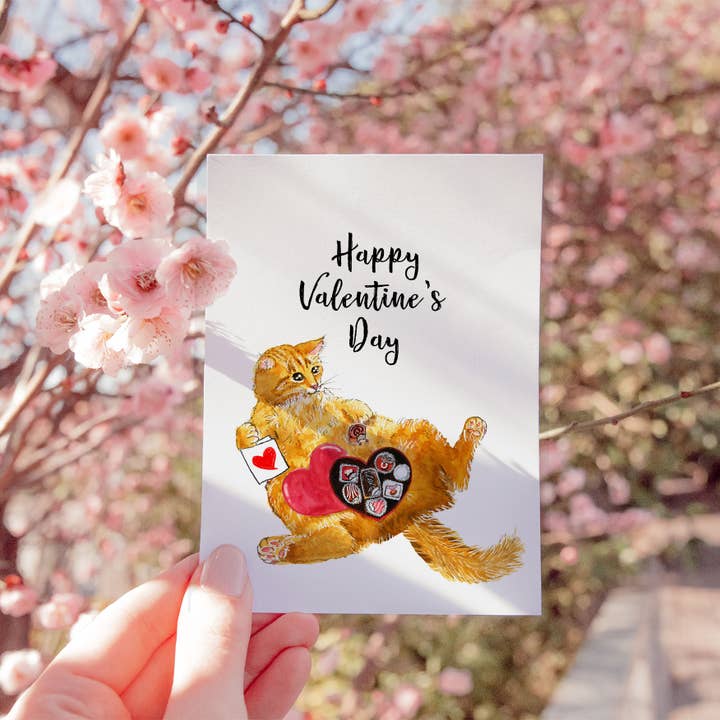 Liyana Studio - Vendita all'ingrosso Biglietti per San Valentino - Cat Valentines Chocolate - Divertente biglietto di San Valentino2