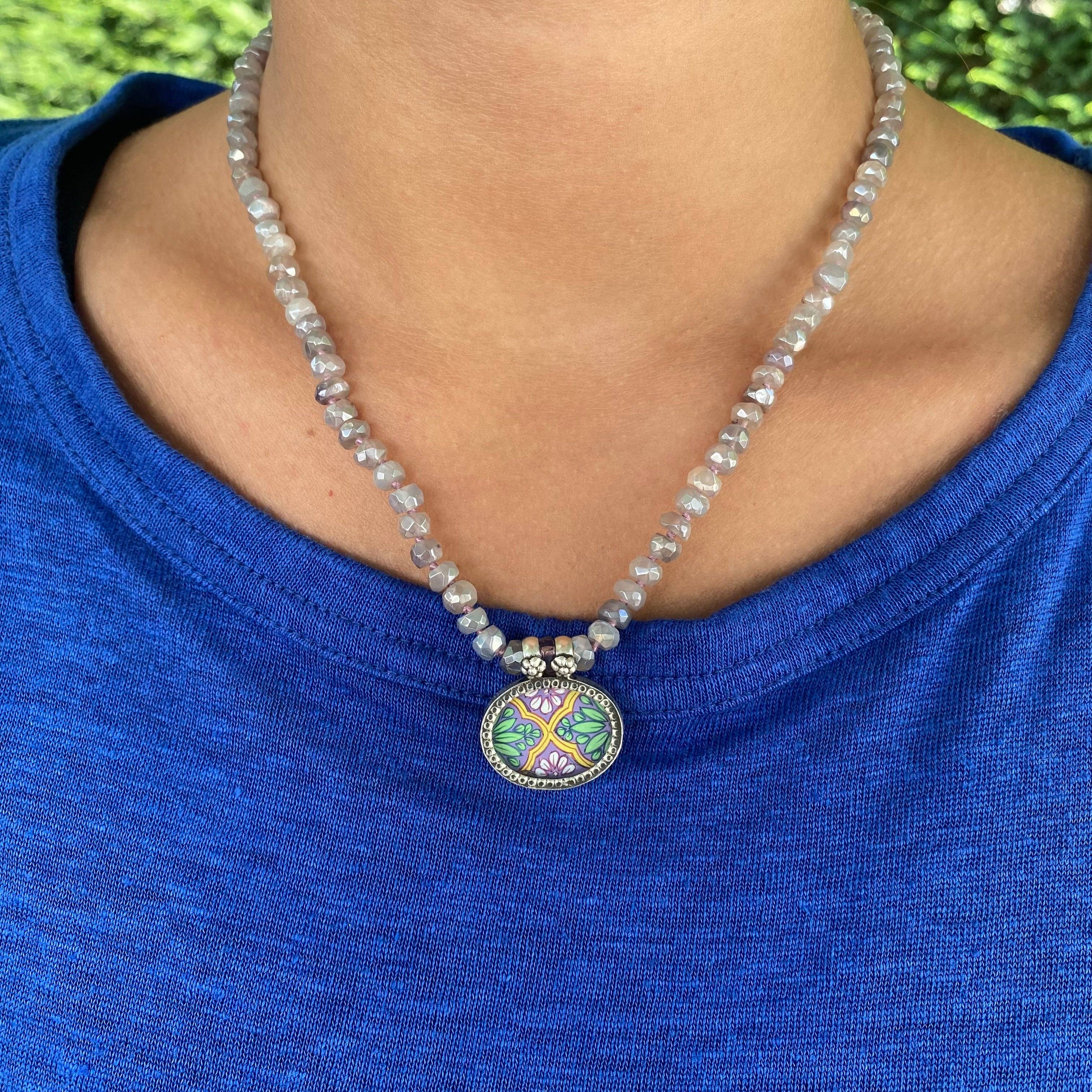 Jen Stock Mindful Designs - Wholesale Pendant/Charm Necklace - Block Print Beaded Necklaces11