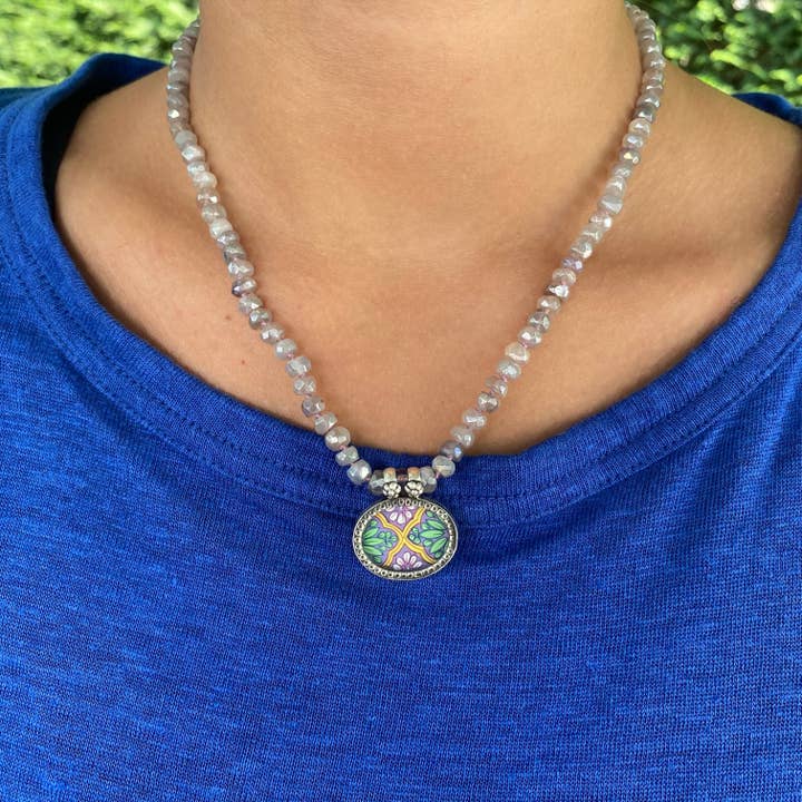 Jen Stock Mindful Designs - Wholesale Pendant/Charm Necklace - Block Print Beaded Necklaces11