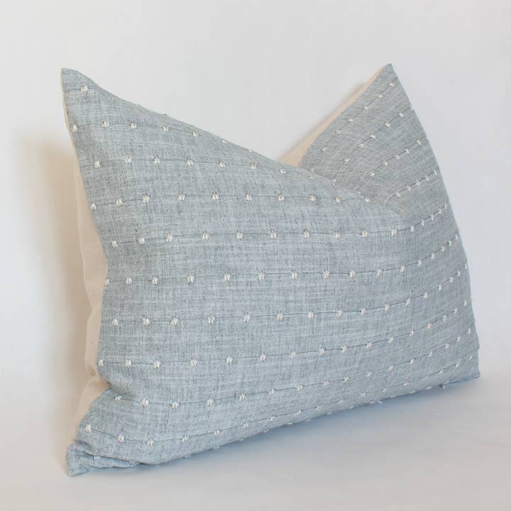 Textileish - Wholesale Throw Pillow Cover - Designer Light Blue Pillow Cover, Blue Dot Textured Pillow