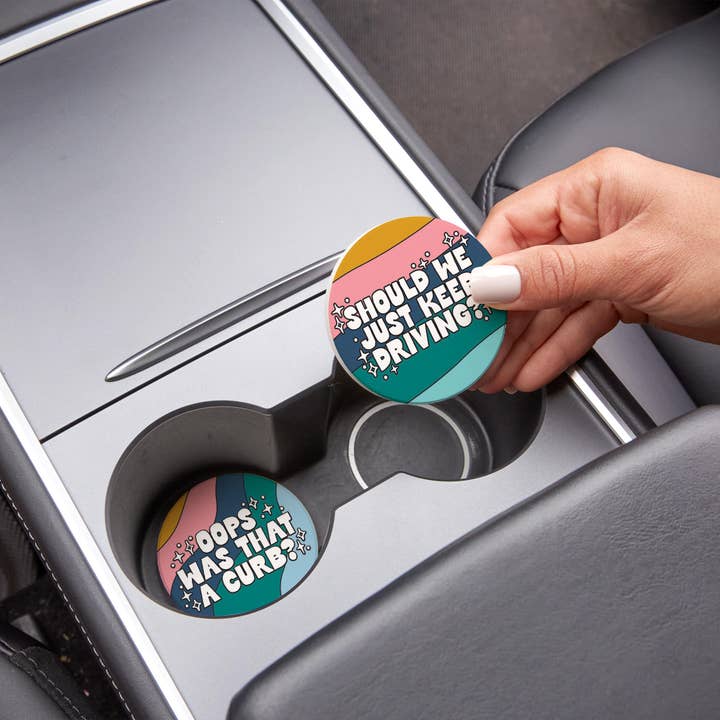 Clairmont & Co - Wholesale Car Coaster - Women's - Car Coaster 2-Pack Kalia Lane-Was That A Curb & Just Keep Driving2