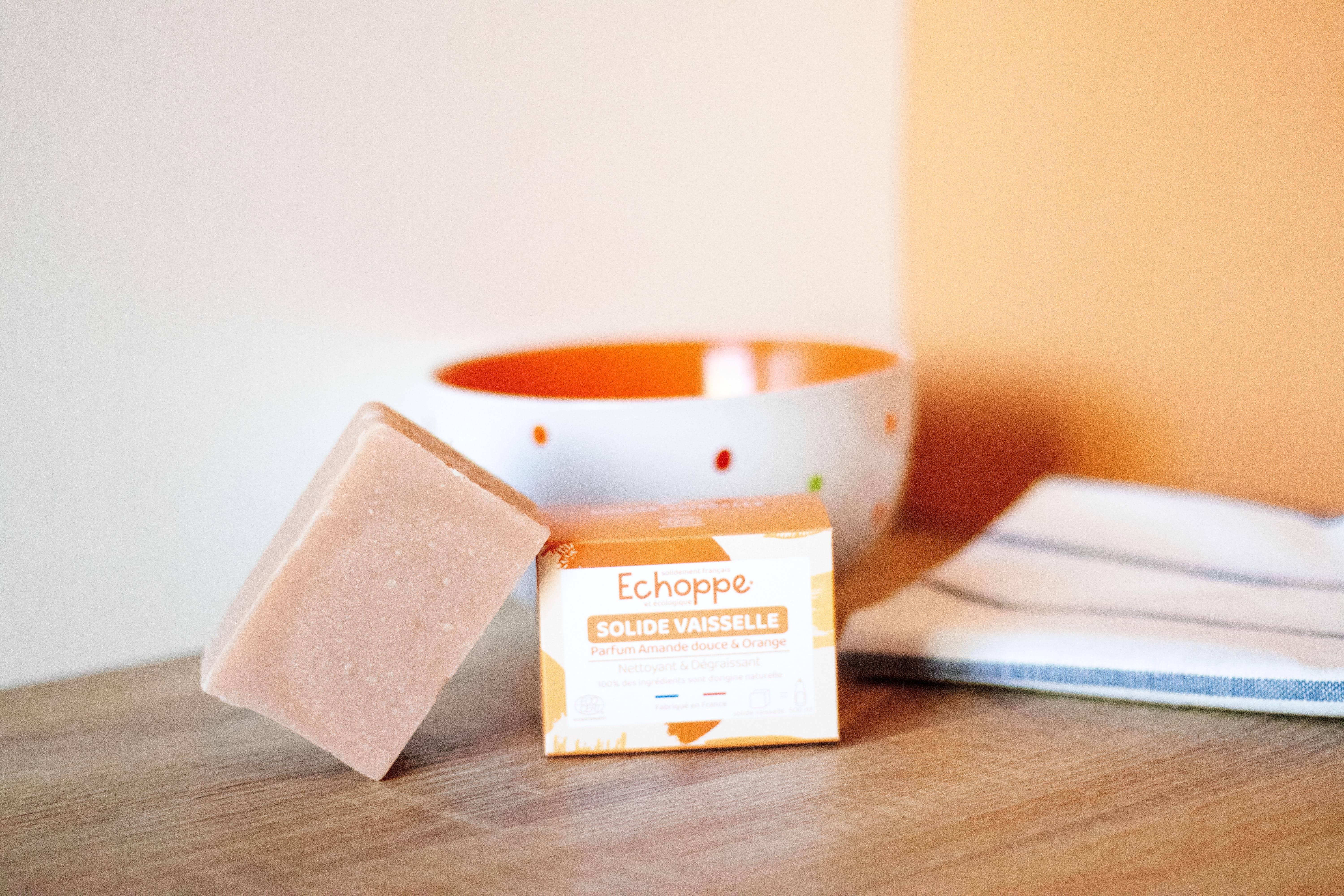 ECHOPPE – Großhandel Spülmittel – Echoppe feste Spülseife – Duft nach süßer Mandel und Orange1