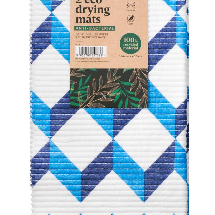 2 Eco Dish Drying Mat Anti-Bacterial Quick-Drying Blue for wholesale by Home Shopa