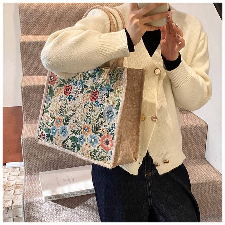 EmberLoom - Wholesale Tote Bag - Women's - Floral Tapestry Tote Bag with Sturdy Handles5