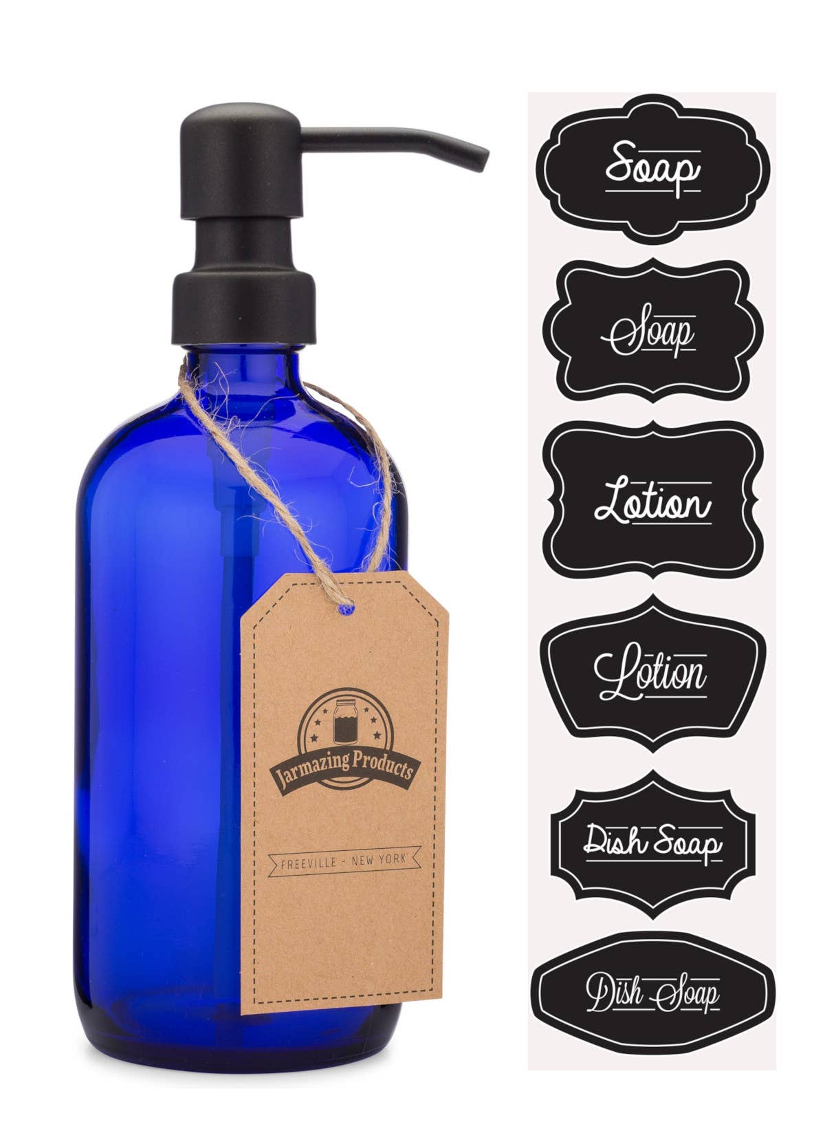 Jarmazing Products - Wholesale Soap Dispenser - Cobalt Glass 16oz Bottle Soap and Lotion Dispenser0