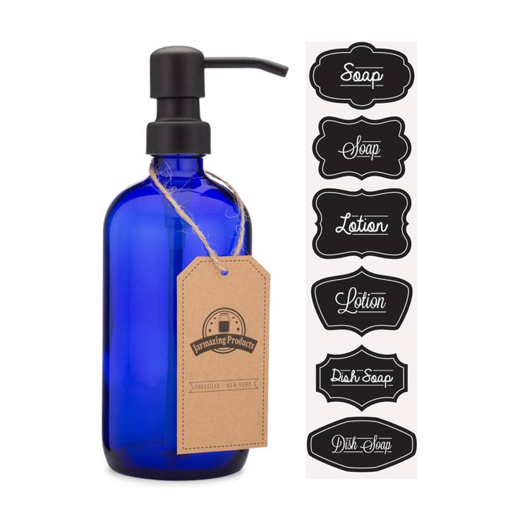 Jarmazing Products - Wholesale Soap Dispenser - Cobalt Glass 16oz Bottle Soap and Lotion Dispenser