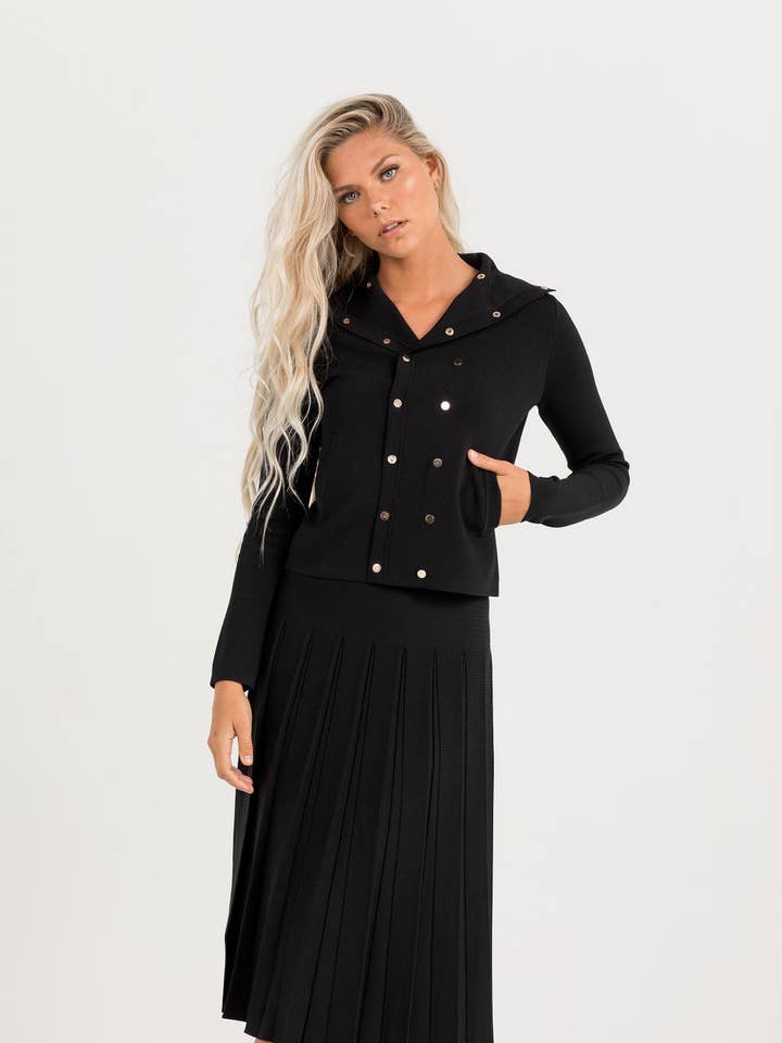 Gamay Knit Buttoned Blazer for wholesale by Aleeza Paris