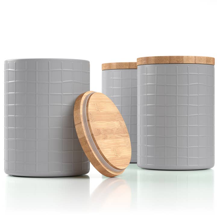 S/3 Bamboo Metal Canisters for wholesale by Barnyard Designs