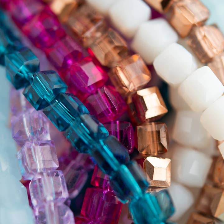 Cara & Co Silicone Craft Supply - Wholesale Beads - Faceted Cubes Glass Beads