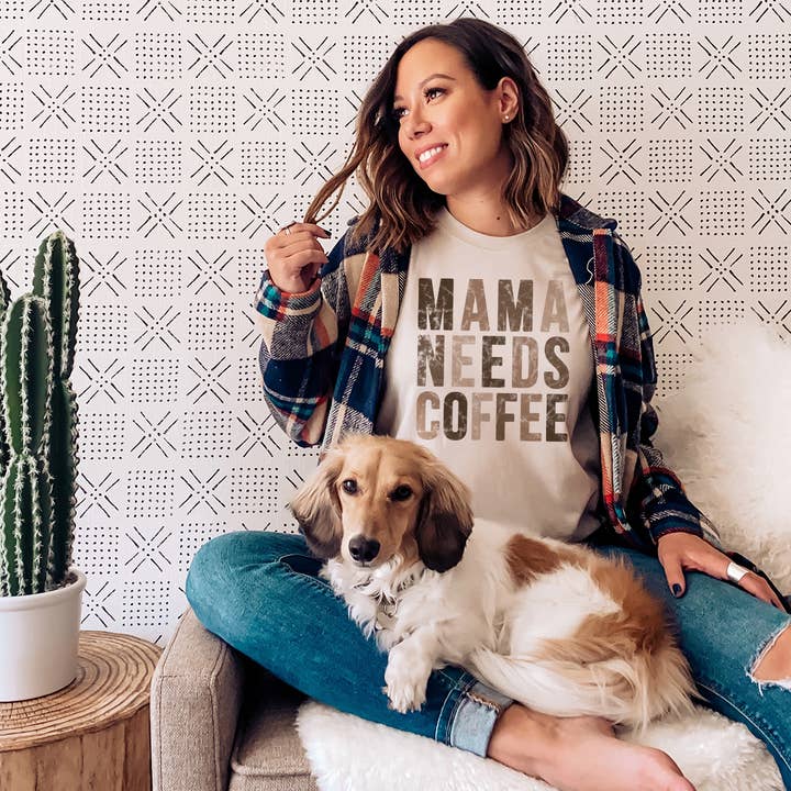 Mama Needs Coffee Tee - Neutral for wholesale by designtwentyfive