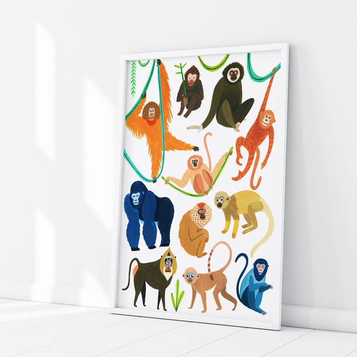 Amber Davenport Art – wholesale Art print – Monkeys of the Jungle Art Print - Unframed