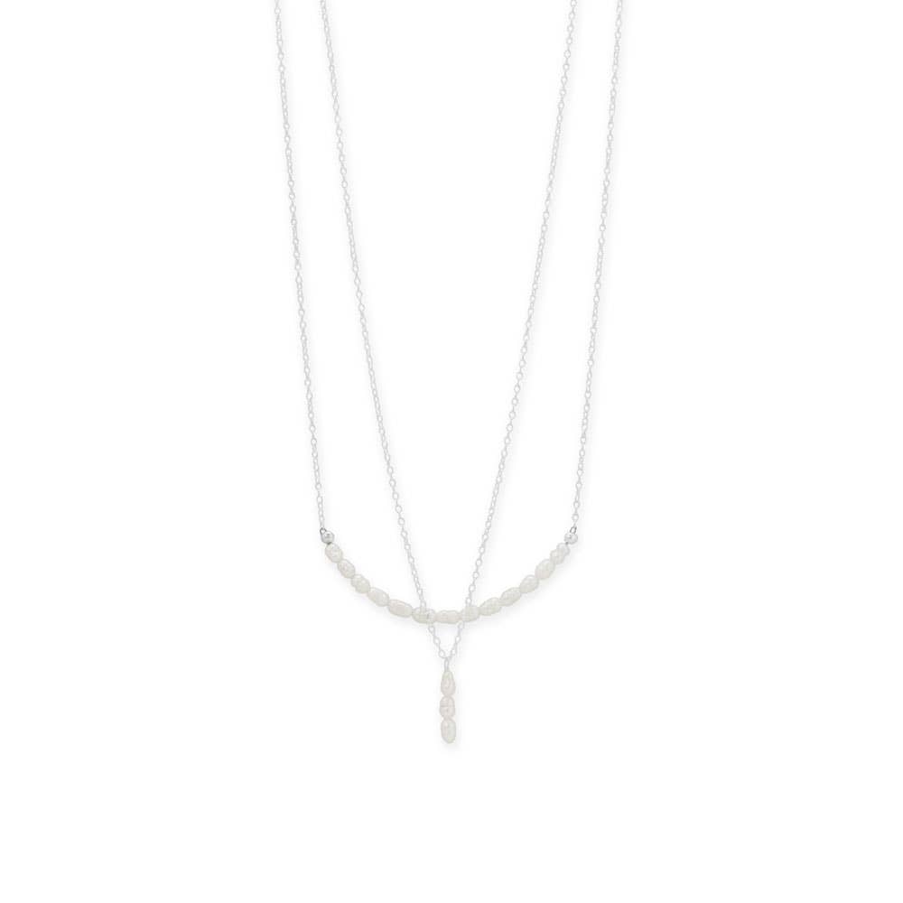 Silver Stars Collection – Engroshandel Halskæde med vedhæng – 16" + 2" dyrket ferskvandsrisperlehalskæde1