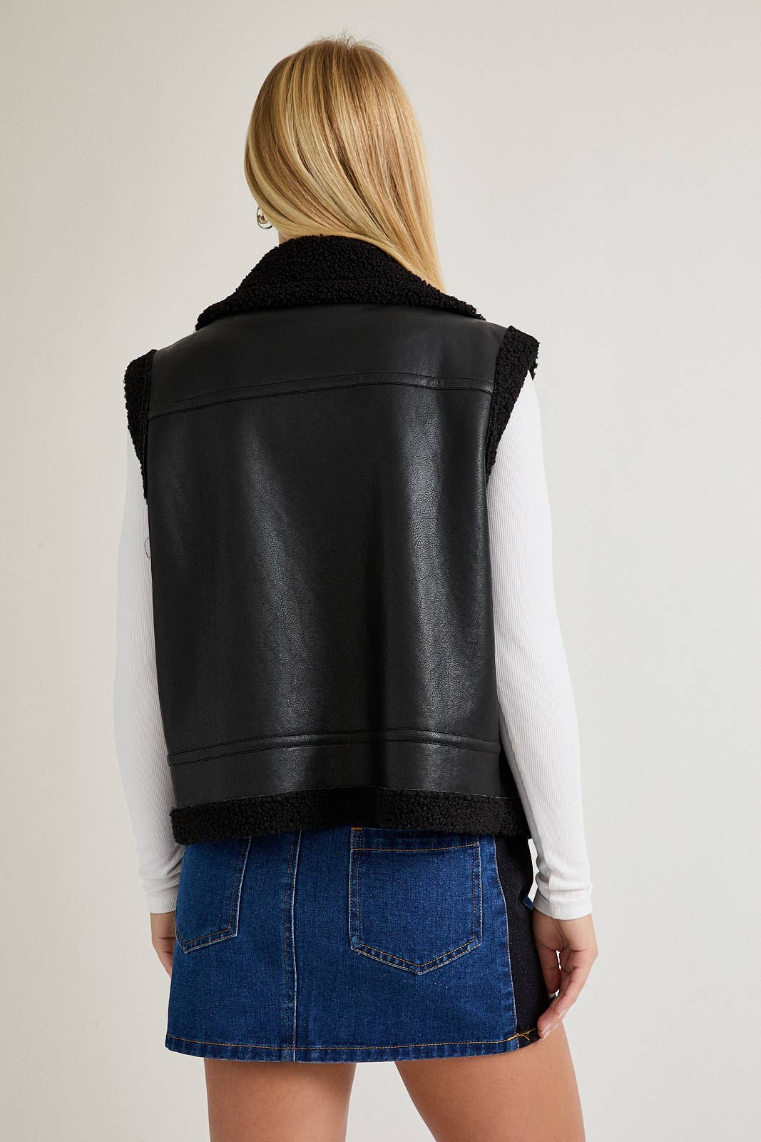 Black DOUBLE FACED VEST WITH COLLAR for wholesale on Faire4