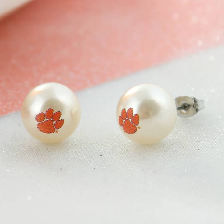 Seasons Jewelry - Vente Clous d'oreille - Puces d'oreilles à perles avec logo Clemson0