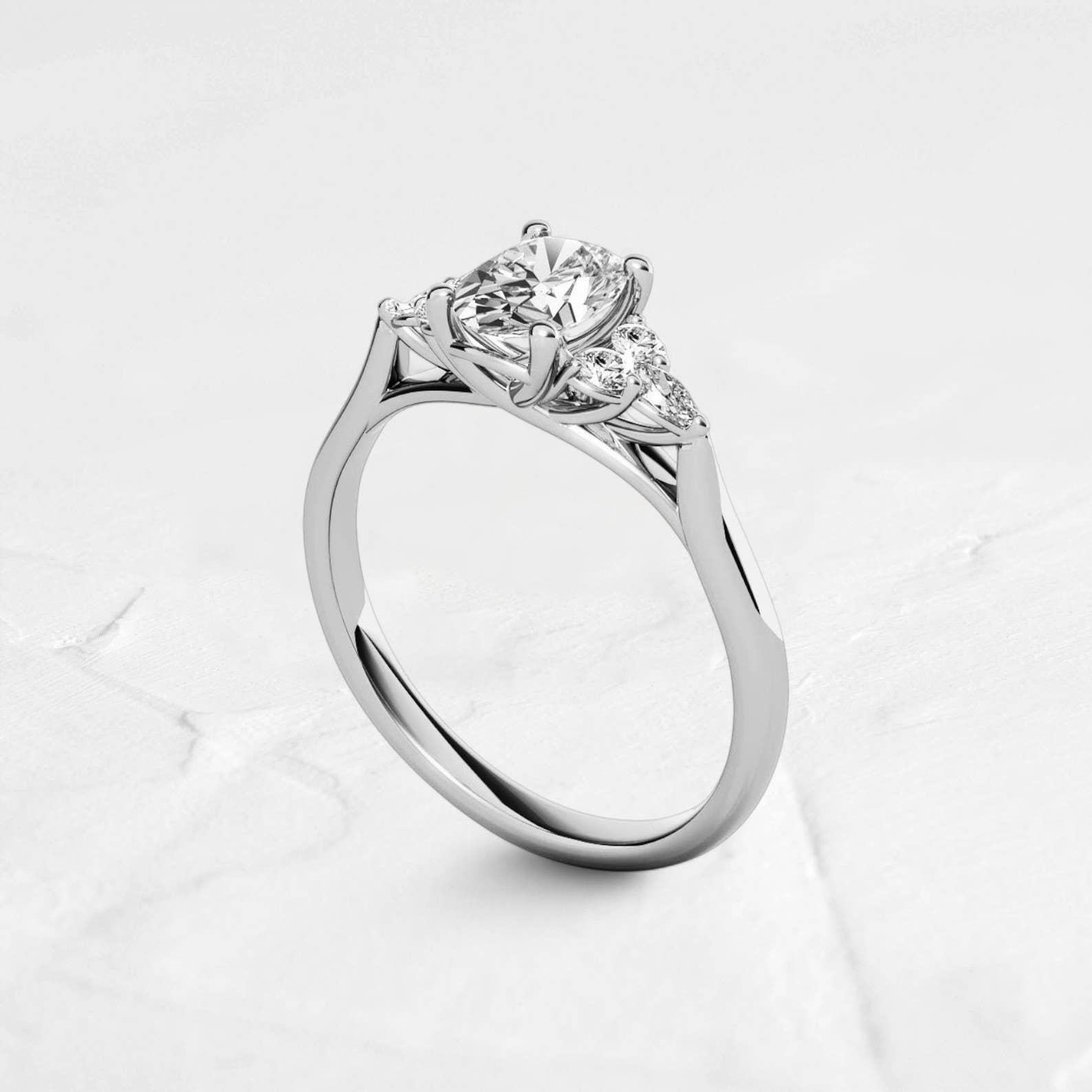 GEMPARA - Vente Bagues de fiançailles - Bague de fiançailles en treillis avec moissanite ovale en argent 9251