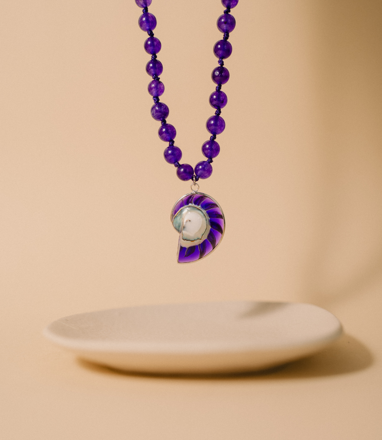 PHOEBE´S - Wholesale Pendant/Charm Necklace - Collar de Ágata Púrpura y Ammonite en Plata de Ley0