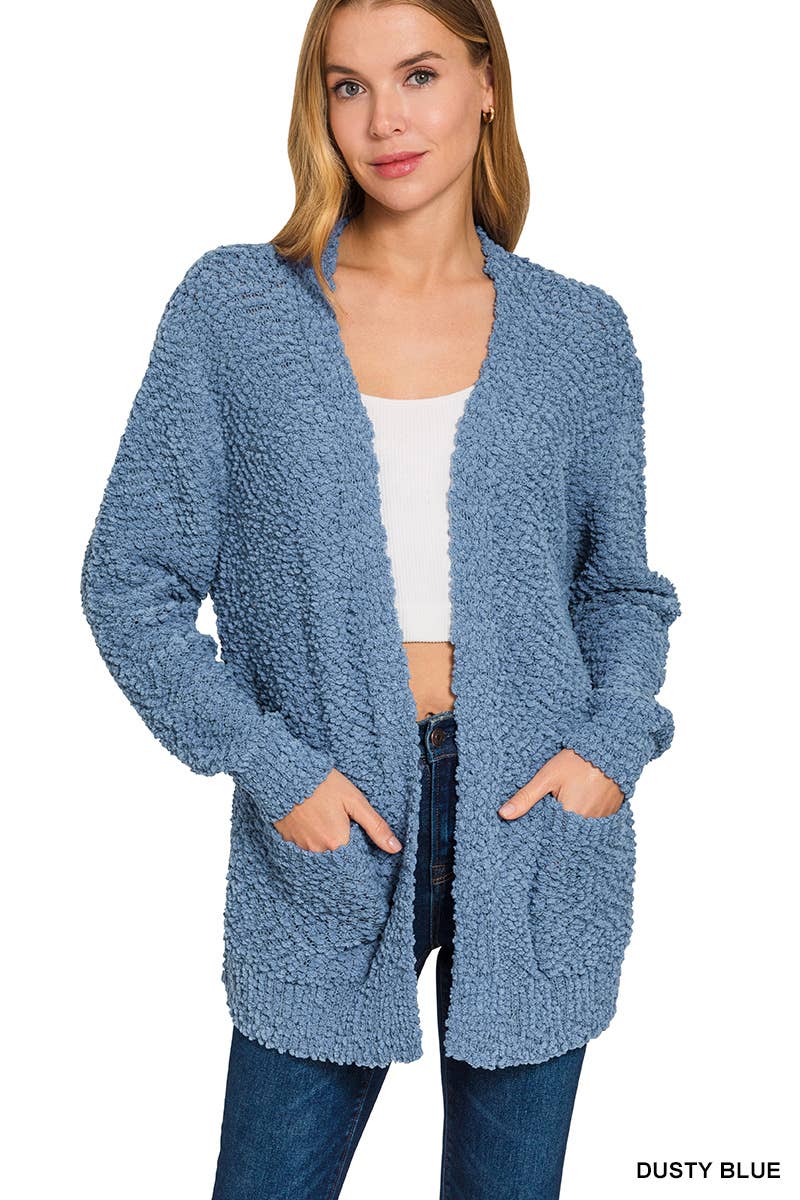 Vanilla Monkey - Wholesale Cardigan - Women's - Long Sleeve Popcorn Sweater Cardigan With Pockets5