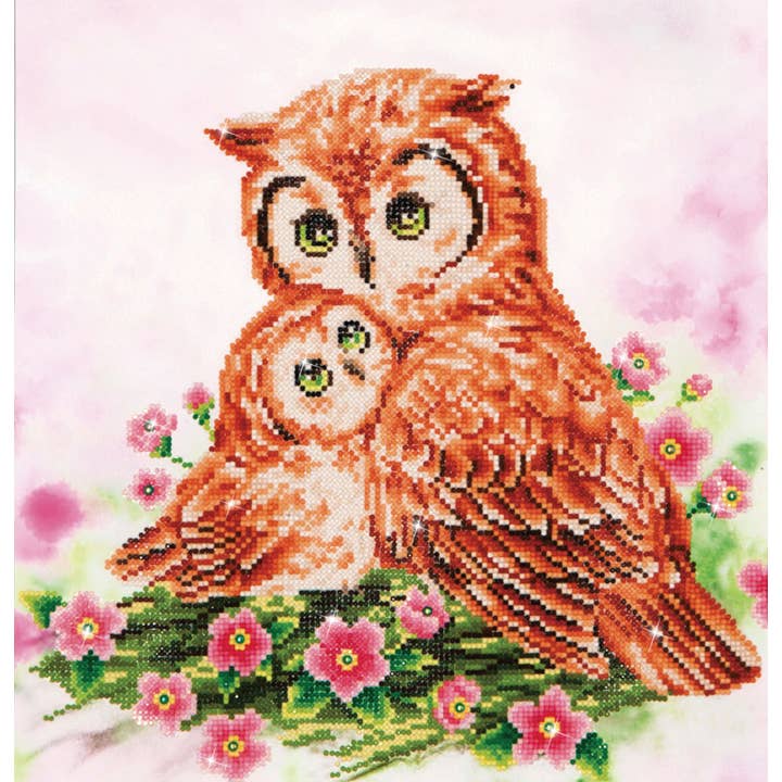 Mother & Baby Owl for wholesale by DIAMOND DOTZ®