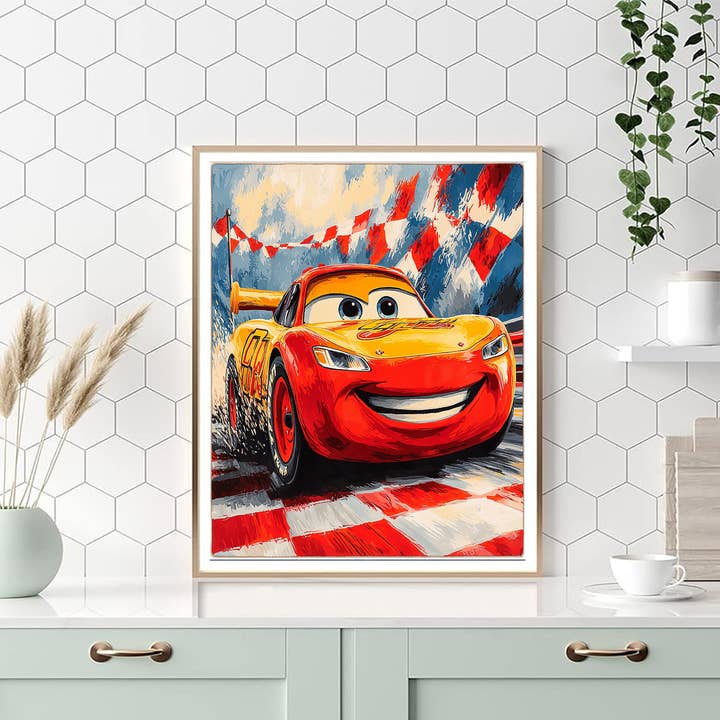 Artistry Rack - Wholesale DIY Craft Kit - Lightning McQueen Race Car Rug - Disney Inspired DIY Painting By Numbers Kit