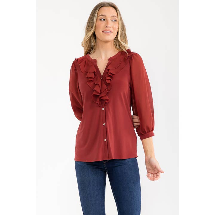CHEMISE CASCADE EN MÉLANGE DE MATIÈRES pour la vente par Perseption