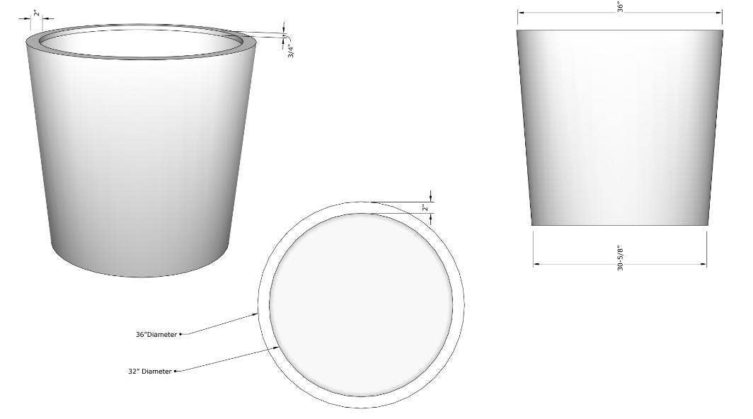 Tikal Composite Designs - Wholesale Plant Pot - Extra Large Round Fiberglass Tree Planter – 36" Diameter8