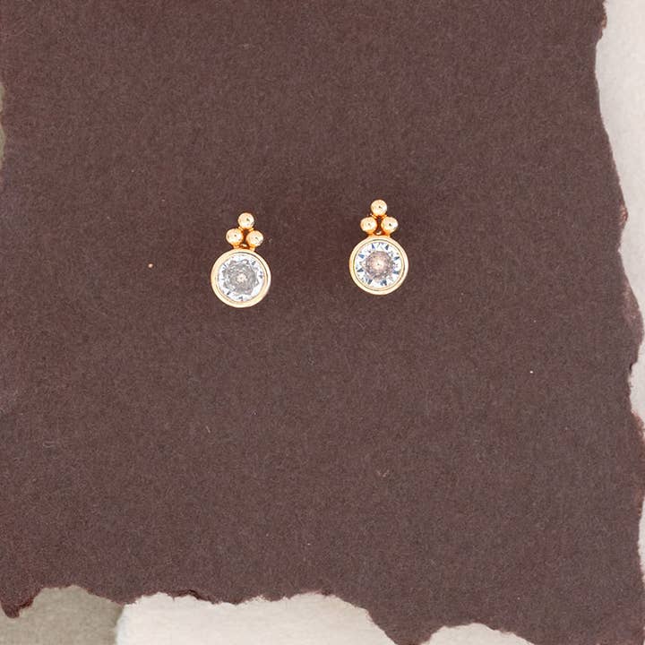 Trinity Pave Gemstone Stud Post Earring Faith Religion for wholesale by Rebecca Accessories LLC