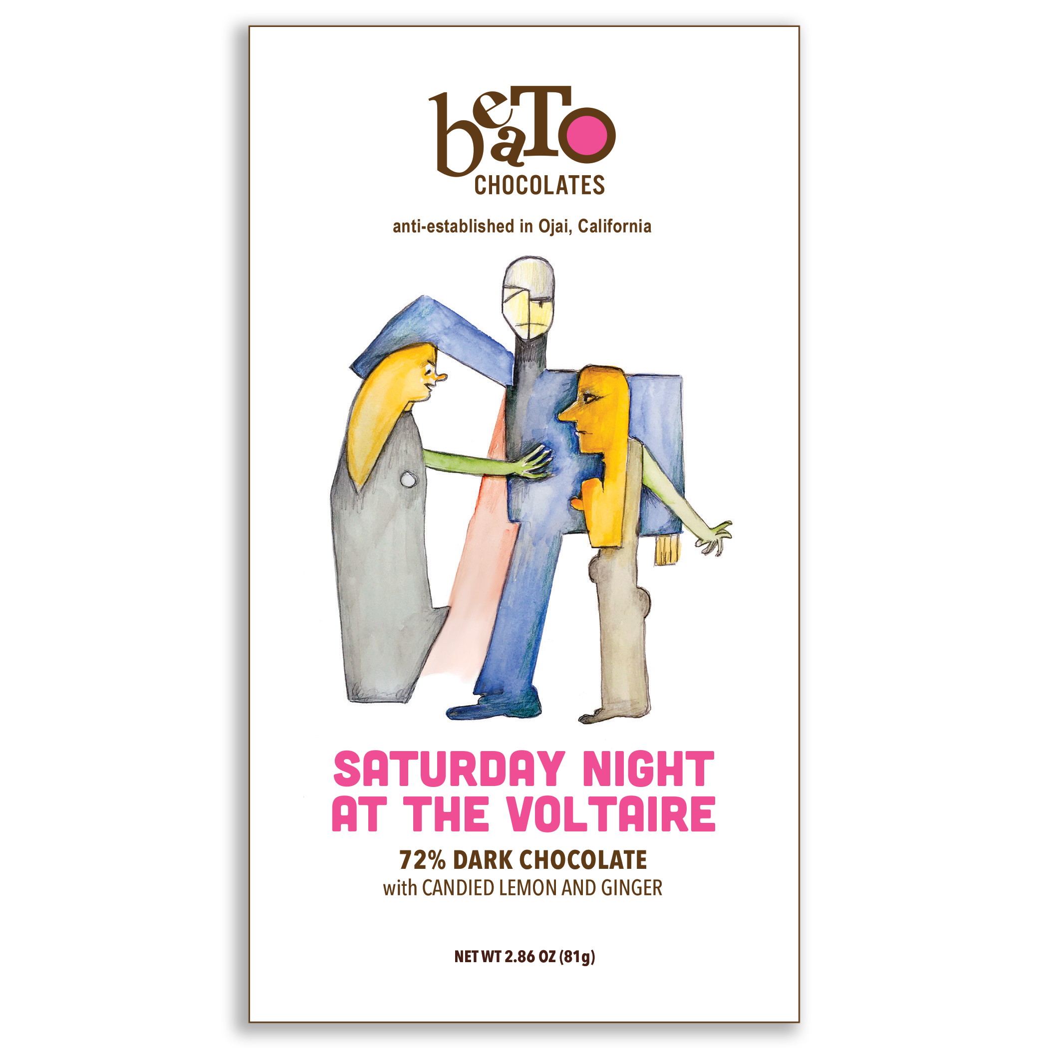 Beato Chocolates - Wholesale Chocolate Bar - Saturday Night at the Voltaire Chocolate Bar (75g/2.64oz)4