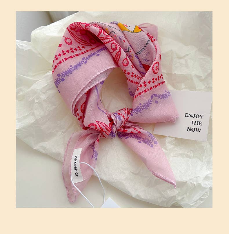 MKS America - Wholesale Bandana - Women's - pink fairy tale Floral Bandana Square scarf12