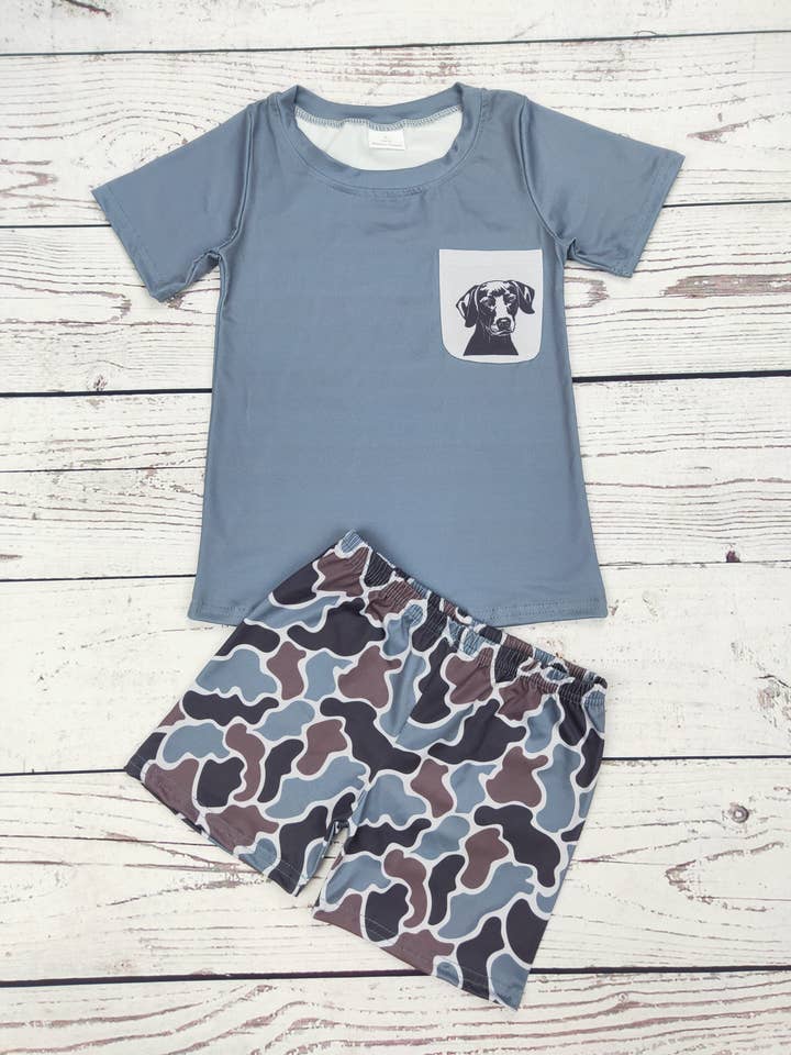 Conjunto de pantalones cortos con estampado de camuflaje para niños. para venta al por mayor de sassy kids palace