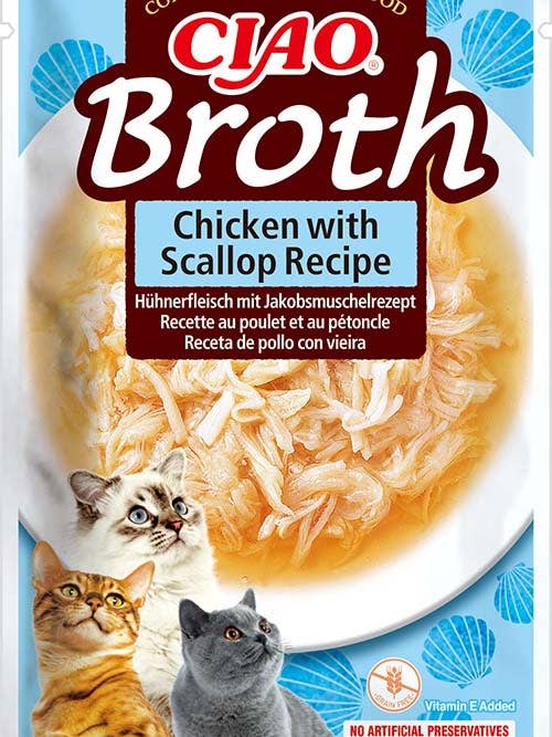 CIAO Broth para gatos con receta de pollo y vieira para venta al por mayor de Finest Petfoods