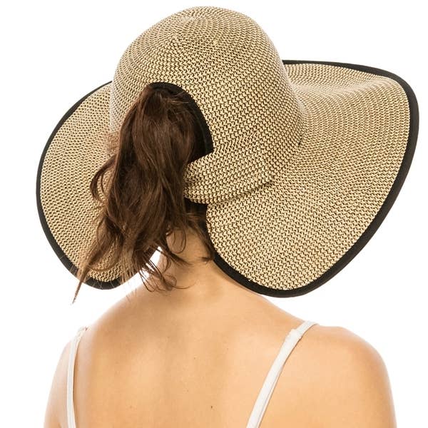 Queens INC - Wholesale Straw Hat - Women's - PONYTAIL SUN HAT BUTTERFLY SPLIT1