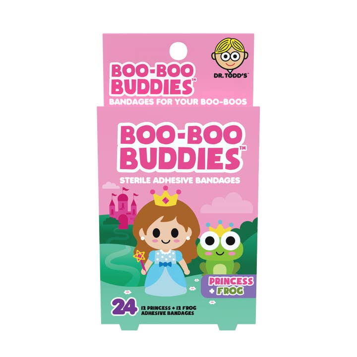 Kids Bandages – Princess + Frog (24 Count, Latex-Free) for wholesale by Boo Boo Buddies