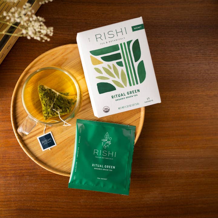 Ritual Green Organic Green Tea Sachets for wholesale by Rishi Tea & Botanicals