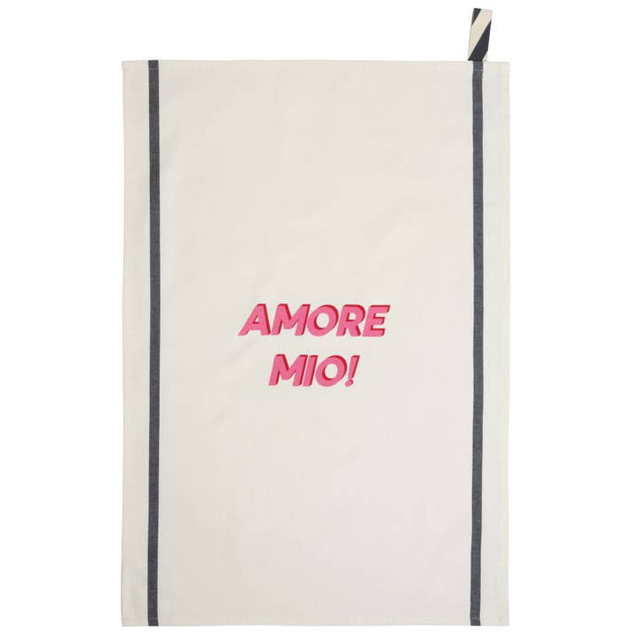 Amore Ecru Tea Towel 70 x 50 for wholesale by Maison Vivaraise & La Cerise sur le Gâteau