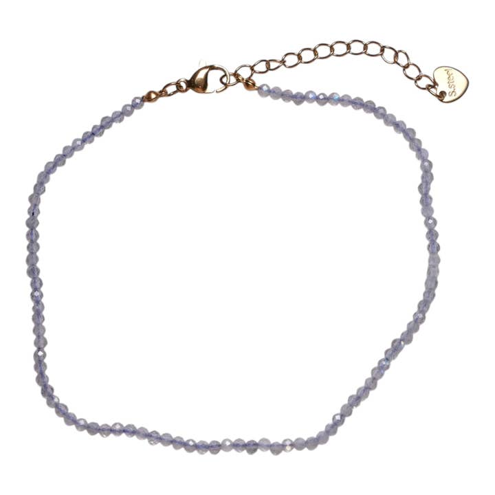 Bracelet/chaine de cheville labradorite perle facetté 2-3 mm avec fermoir acier inoxydable (référence 7) pour la vente par Foliesbijoux
